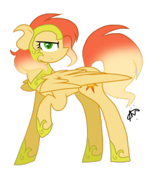 Size: 896x1040 | Tagged: safe, artist:gallantserver, derpibooru import, oc, oc:corona goldenrod, pegasus, pony, armor, female, mare, offspring, parent:flash sentry, parent:sunset shimmer, parents:flashimmer, simple background, solo, transparent background