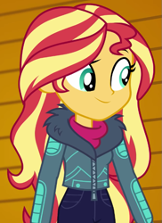 Size: 521x716 | Tagged: safe, derpibooru import, screencap, sunset shimmer, equestria girls, equestria girls series, holidays unwrapped, spoiler:eqg series (season 2), cropped, solo, winter break-in