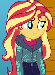 Size: 521x716 | Tagged: safe, derpibooru import, screencap, sunset shimmer, equestria girls, equestria girls series, holidays unwrapped, spoiler:eqg series (season 2), cropped, solo, winter break-in