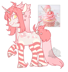 Size: 800x853 | Tagged: safe, artist:lavvythejackalope, derpibooru import, oc, oc only, pony, unicorn, cloven hooves, food, hoof fluff, horn, ice cream, raised hoof, raised leg, simple background, smiling, solo, transparent background, unicorn oc