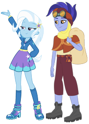 Size: 806x1119 | Tagged: safe, artist:cartoonmasterv3, derpibooru import, hoo'far, trixie, better together, equestria girls, forgotten friendship, female, male, shipping, straight, trixfar