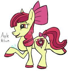 Size: 900x935 | Tagged: safe, artist:deppressedunicorn, derpibooru import, apple bloom, deviantart watermark, female, filly, obtrusive watermark, redesign, solo, watermark