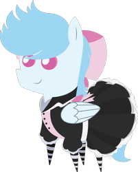 Size: 1224x1522 | Tagged: safe, artist:tikibat, derpibooru import, oc, oc:file folder, pegasus, pony, clothes, crossdressing, dress, maid, male, pointy ponies, solo