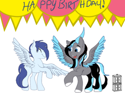 Size: 1806x1350 | Tagged: safe, artist:darktimemunk, derpibooru import, oc, oc:slipstream, pegasus, pony, birthday, commission