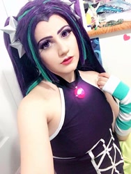 Size: 720x960 | Tagged: safe, artist:sarahndipity cosplay, derpibooru import, aria blaze, human, bare shoulders, clothes, cosplay, costume, facebook, irl, irl human, jewelry, necklace, photo, sleeveless