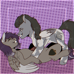 Size: 4000x4000 | Tagged: safe, artist:fajnk, derpibooru import, oc, oc only, pegasus, pony, abstract background, commission, cute, cutie mark, eyebrows, eyes closed, hug, lovely, male, pegasus oc, smiling, stallion, teeth, wings, ych example, ych result, your character here