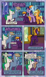 Size: 1920x3169 | Tagged: safe, artist:alexdti, derpibooru import, applejack, rarity, twilight sparkle, twilight sparkle (alicorn), oc, oc:marco, oc:purple creativity, oc:umberto, alicorn, pegasus, pony, unicorn, comic:quest for friendship, female, glasses, high res, horn, male, mare, pegasus oc, stallion, unicorn oc