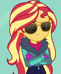 Size: 581x702 | Tagged: safe, derpibooru import, screencap, sunset shimmer, equestria girls, equestria girls series, holidays unwrapped, spoiler:eqg series (season 2), cropped, solo, winter break-in