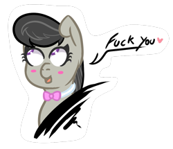 Size: 883x758 | Tagged: safe, artist:lazerblues, derpibooru import, octavia melody, earth pony, pony, blushing, bowtie, simple background, solo, transparent background, vulgar