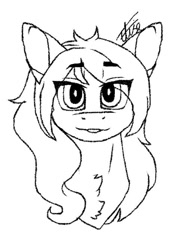 Size: 476x669 | Tagged: safe, artist:inspiredpixels, derpibooru import, oc, oc only, pony, bust, eye clipping through hair, eyebrows, eyebrows visible through hair, looking at you, signature, solo