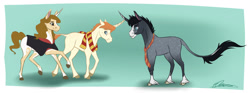 Size: 2493x932 | Tagged: safe, artist:eperyton, derpibooru import, pony, unicorn, clothes, female, harry potter, hermione granger, male, mare, ponified, ron weasley, scarf, signature, stallion