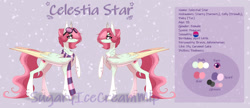 Size: 1280x553 | Tagged: safe, artist:sugaryicecreammlp, derpibooru import, oc, oc:celestial star, pegasus, pony, chest fluff, clothes, ear fluff, ears, female, goggles, mare, reference sheet, scarf, solo