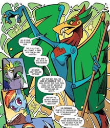 Size: 1048x1221 | Tagged: safe, artist:andypriceart, derpibooru import, idw, ceridwen, ocypete, rainbow dash, spoiler:comic, spoiler:comic100, knights of harmony, season 10