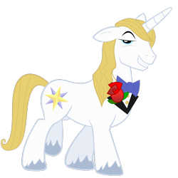 Size: 894x894 | Tagged: safe, artist:peachspices, derpibooru import, edit, prince blueblood, bedroom eyes, flower, lidded eyes, male, rose, simple background, solo, transparent background, unshorn fetlocks, vector, vector edit