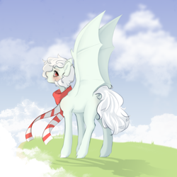 Size: 2500x2500 | Tagged: safe, artist:azaani, derpibooru import, oc, bat pony, pony, bat pony oc, bat wings, clothes, female, mare, scarf, solo, wings