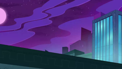 Size: 1280x720 | Tagged: safe, derpibooru import, screencap, power ponies (episode), season 4, background, building, maretropolis, moon, night, no pony, scenic ponyville, town