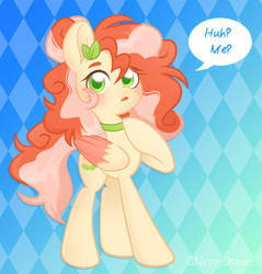 Size: 2237x2336 | Tagged: safe, artist:ninnydraws, derpibooru import, oc, oc only, oc:peachy, pegasus, pony, blushing, bun, choker, female, freckles, looking at you, mare, open mouth, solo