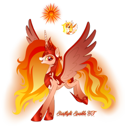 Size: 2448x2502 | Tagged: safe, artist:starflightsparkleyt, derpibooru import, daybreaker, alicorn, pony, alternate design, female, high res, mare, simple background, solo, transparent background