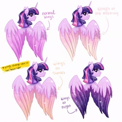 Size: 2048x2048 | Tagged: safe, artist:turtletroutstudios, derpibooru import, twilight sparkle, twilight sparkle (alicorn), alicorn, pony, alternate design, female, high res, mare, solo, two toned wings, wings