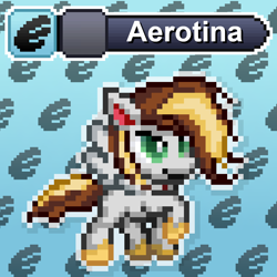 Size: 1024x1024 | Tagged: safe, artist:tony yotes, artist:yotes games, derpibooru import, oc, oc:aerotina, pegasus, pony, battle gem ponies, flying, pixel art, pokémon, ponymon, solo