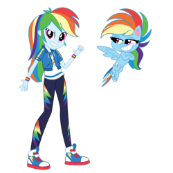 Size: 1024x1024 | Tagged: artist needed, safe, derpibooru import, rainbow dash, human, pegasus, pony, better together, equestria girls, my little pony: pony life, bean mouth, calarts, clothes, eqg promo pose set, flying, geode of super speed, grin, magical geodes, self ponidox, simple background, smiling, transparent background, vector