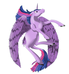 Size: 1000x1068 | Tagged: safe, alternate version, artist:byemyfriends, derpibooru import, twilight sparkle, twilight sparkle (alicorn), alicorn, pony, colored hooves, female, horn, mare, solo, wings