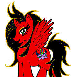 Size: 1987x2160 | Tagged: safe, artist:chibi-n92, derpibooru import, oc, oc only, alicorn, pony, alicorn oc, eyelashes, female, horn, mare, open mouth, red and black oc, simple background, smiling, solo, transparent background, wings