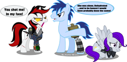 Size: 6396x3118 | Tagged: safe, artist:vector-brony, derpibooru import, oc, oc only, oc:blackjack, oc:morning glory (project horizons), oc:p-21, fallout equestria, fallout equestria: project horizons, fanfic art, pipbuck, simple background, transparent background, vector