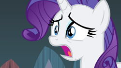 Size: 1920x1080 | Tagged: safe, derpibooru import, screencap, rarity, pony, unicorn, for whom the sweetie belle toils, season 4, female, mare, open mouth, shocked, solo