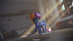 Size: 3840x2160 | Tagged: safe, artist:phenioxflame, derpibooru import, oc, oc:layla horizon, bat pony, pony, 3d, bat pony oc, blender, blender cycles, solo, volumetric light