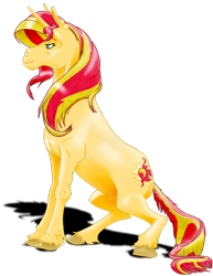 Size: 1024x1325 | Tagged: source needed, safe, artist:amalgamzaku, derpibooru import, edit, sunset shimmer, pony, unicorn, cutie mark, female, lidded eyes, mare, profile, simple background, sitting, smiling, solo, transparent background