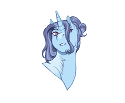 Size: 1150x954 | Tagged: safe, artist:celeriven, derpibooru import, oc, pony, unicorn, bust, female, magical lesbian spawn, mare, offspring, parents:mauxie, portrait, simple background, solo, transparent background