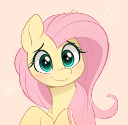 Size: 1230x1200 | Tagged: safe, artist:higglytownhero, derpibooru import, fluttershy, pegasus, pony, blushing, bust, cute, female, mare, portrait, shyabetes, simple background, smiling, solo