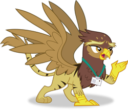 Size: 4741x4086 | Tagged: safe, artist:frownfactory, derpibooru import, galena, big cat, griffon, hybrid, tiger, tiger griffon, princess spike (episode), female, name tag, simple background, solo, transparent background, vector, wings