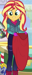 Size: 290x672 | Tagged: safe, derpibooru import, screencap, sunset shimmer, equestria girls, equestria girls series, holidays unwrapped, spoiler:eqg series (season 2), cropped, solo, winter break-in