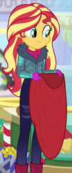 Size: 286x678 | Tagged: safe, derpibooru import, screencap, sunset shimmer, better together, equestria girls, holidays unwrapped, cropped, solo, winter break-in