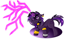 Size: 5000x3000 | Tagged: safe, artist:olificus, derpibooru import, oc, oc only, oc:purple haze, pony, unicorn, angry, commission, female, high res, horn, jewelry, lightning, magic, mare, simple background, solo, transparent background