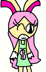 Size: 664x1038 | Tagged: safe, artist:sugarbugjewelpet, derpibooru import, fluttershy, anthro, rabbit, 1000 hours in ms paint, animal, bunnified, clothes, dress, female, solo, sonic the hedgehog (series), sonicified, species swap