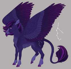 Size: 2459x2391 | Tagged: safe, artist:bluet0ast, derpibooru import, oc, oc only, pegasus, pony, colored hooves, constellation, leonine tail, magical lesbian spawn, male, offspring, parent:princess luna, parent:twilight sparkle, parents:twiluna, pegasus oc, signature, simple background, stallion