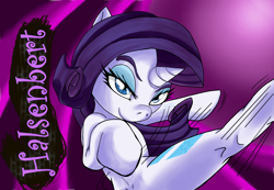 Size: 1280x884 | Tagged: safe, artist:halsenbert, derpibooru import, rarity, pony, unicorn, abstract background, female, kicking, looking at you, mare, solo