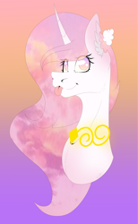 Size: 3925x6390 | Tagged: safe, artist:chazmazda, derpibooru import, oc, alicorn, earth pony, pegasus, pony, unicorn, :p, bust, cloud, eye, eyes, gold, golden, gradient, gradient background, happy, horn, jewelry, long hair, necklace, payment art, photo, portrait, smiling, solo, tongue, tongue out