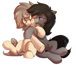 Size: 2656x2252 | Tagged: safe, artist:beardie, derpibooru import, oc, oc only, earth pony, pony, kiss on the cheek, kissing, simple background, transparent background