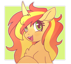 Size: 1576x1412 | Tagged: safe, artist:blizzard-queen, derpibooru import, oc, unicorn, bust, female, mare, not sunset shimmer, portrait, solo