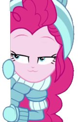 Size: 250x389 | Tagged: safe, derpibooru import, edit, edited screencap, screencap, pinkie pie, better together, equestria girls, holidays unwrapped, :3, background removed, peeking, simple background, solo, transparent background, winter break-in