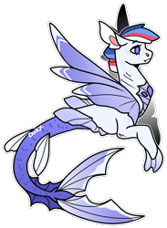 Size: 1022x1400 | Tagged: safe, artist:x-vintage--owl-x, derpibooru import, oc, oc only, hybrid, merpony, seapony (g4), dorsal fin, fin wings, fins, fish tail, mermaid tail, multicolored hair, simple background, solo, tail, transparent background, wings