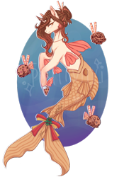 Size: 715x1024 | Tagged: safe, artist:positiivity, derpibooru import, oc, oc only, hybrid, merpony, pony, seapony (g4), unicorn, adoptable, dorsal fin, eyelashes, female, fins, fish tail, flowing tail, jewelry, mermaid tail, necklace, ocean, orange eyes, ribbon, seaponified, simple background, solo, species swap, swimming, tail, transparent background, underwater, water