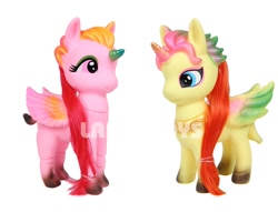 Size: 900x687 | Tagged: safe, derpibooru import, oc, oc only, alicorn, pony, colored horn, colored wings, crown, duo, duo female, eyeshadow, female, gradient hooves, gradient horn, horn, jewelry, lanyi, lanyi toys, makeup, peytral, regalia, simple background, white background, wings
