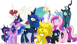 Size: 800x459 | Tagged: safe, derpibooru import, princess cadance, princess celestia, princess luna, queen chrysalis, twilight sparkle, twilight sparkle (alicorn), oc, oc:fausticorn, oc:nyx, oc:ticket, alicorn, pony, decadence, derpibooru, derpibooru ponified, insanity, lunaughty, meta, ponified, princess molestia, princess yandance, rapeface, simple background, twilight snapple, white background, yandelestia, yandere, yanderelight sparkle, yanderesalis, yanderuna, yanyx