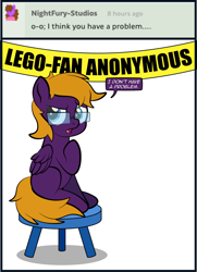 Size: 900x1246 | Tagged: safe, artist:alexdti, derpibooru import, oc, oc:purple creativity, pegasus, pony, banner, glasses, solo, stool