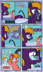 Size: 1920x3169 | Tagged: safe, artist:alexdti, derpibooru import, oc, oc only, oc:purple creativity, pegasus, pony, comic:quest for friendship, glasses, high res, pegasus oc, shoulder angel, shoulder devil, sink